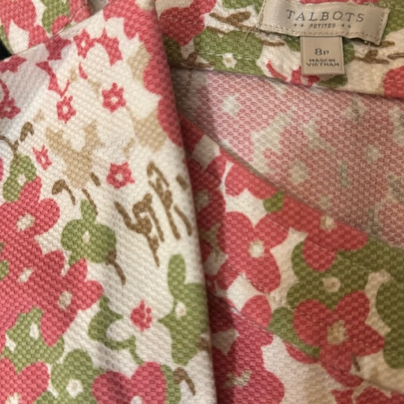 Talbots Petites Pink Green White Floral Dress Size 8P - Picture 10 of 10